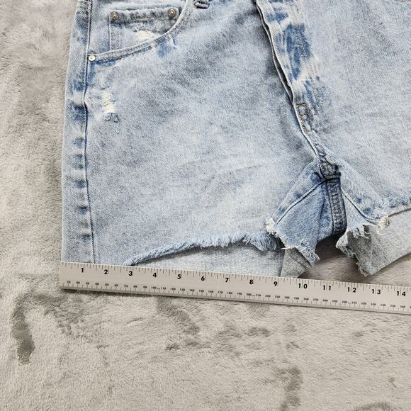 RSQ Shorts Womens 31 Blue Light Wash Distressed Cut Off High Rise Button Fly - Picture 10 of 11